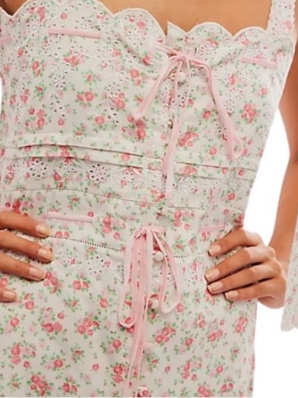 Free People Prairie Brittany Pink Floral Dress NWT size Medium - Picture 3 of 4